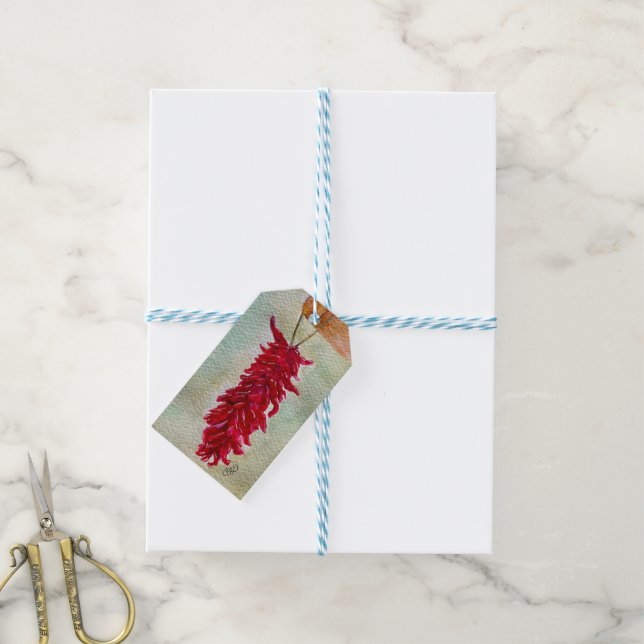 Étiquettes-cadeau Aquarelle Rouge Chili Ristra Nouveau Mexique (Avec de laficelle)