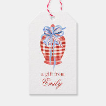 Aquarelle Rouge et blanc En vichy Bow Ginger Jar