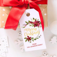 Aquarelle rouge or Floral Poinsettia Noël