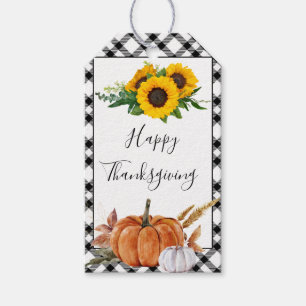 Étiquettes-cadeau Aquarelle Russe Citrouille Tournesol Thanksgiving