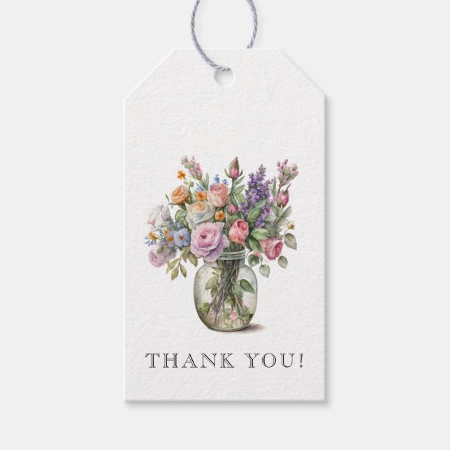 Étiquettes-cadeau Aquarelle rustique Floral 70e anniversaire Faveur (Devant)
