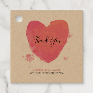 Étiquettes Cadeau Aquarelle rustique Mariage de coeur cadeau