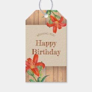 Étiquettes-cadeau Aquarelle rustique Orange Lily Art Floral