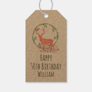 Étiquettes-cadeau Aquarelle Rustique Reindeer Boho Anniversaire