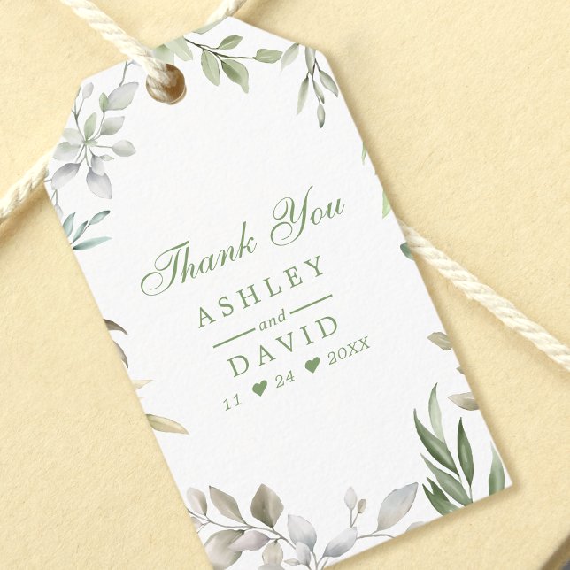 Étiquettes-cadeau Aquarelle rustique Verdure Merci floral Favor (Créateur téléchargé)