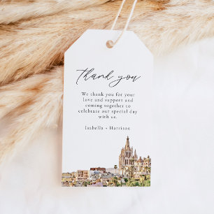 Étiquettes-cadeau Aquarelle San Miguel Mexique Toit de la ville Merc