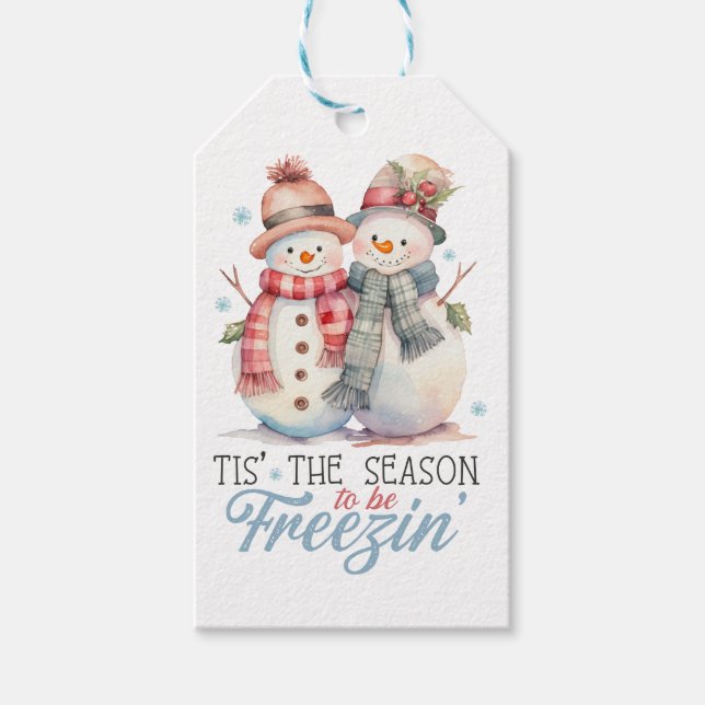 Étiquettes-cadeau Aquarelle Snowman (Devant)