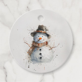 Étiquettes Cadeau Aquarelle Snowman