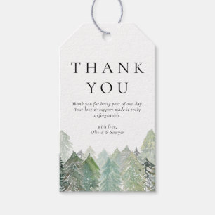 Étiquettes-cadeau Aquarelle Snowy À feuillage persistant Forest Mari