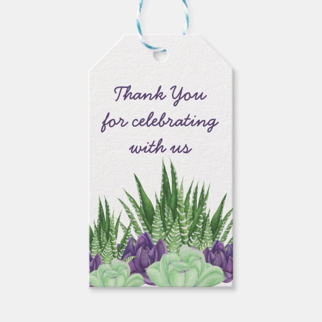 Étiquettes-cadeau Aquarelle Succulent Cactus Jardin Merci Favor (Devant)