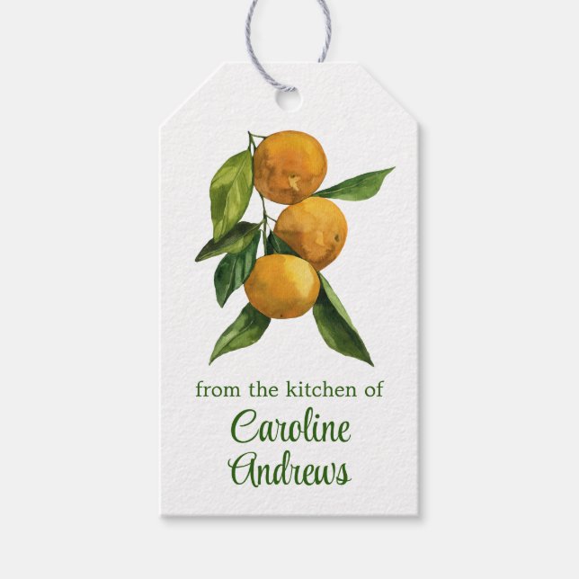 Étiquettes-cadeau Aquarelle Tangerines organiques (Devant)