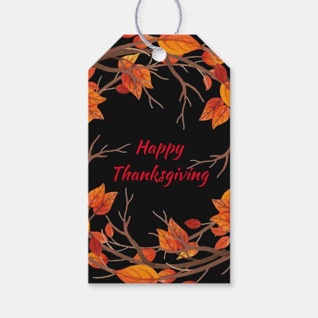 Étiquettes-cadeau Aquarelle Thanksgiving Leviers (Devant)