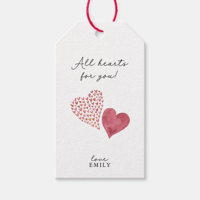 Étiquettes-cadeau Aquarelle tous les coeurs Valentine's Day Cadeaux  (Devant)