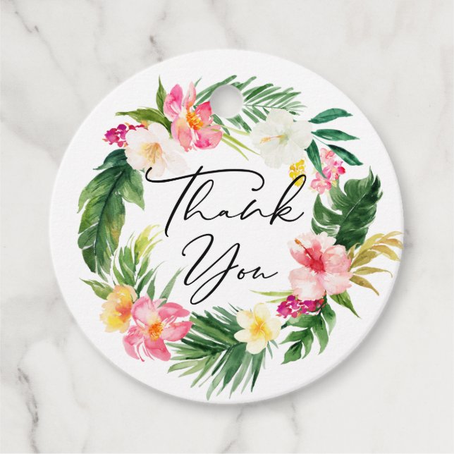 Étiquettes Cadeau Aquarelle Tropical Floral Wreath Baby shower (Devant)