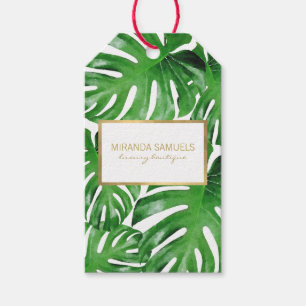 Étiquettes-cadeau Aquarelle Tropical Monstera Feuille Motif