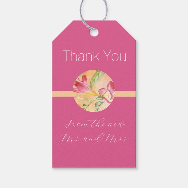 Étiquettes-cadeau Aquarelle tropicale Freesia (Devant)