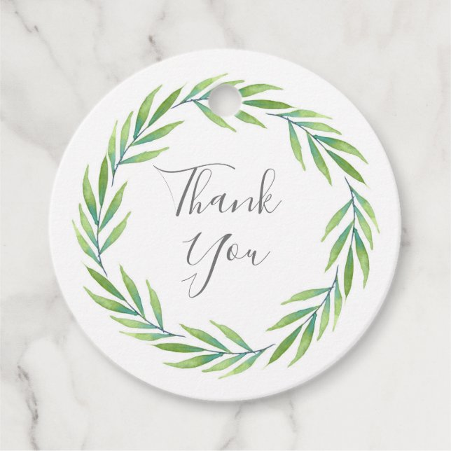 Étiquettes Cadeau Aquarelle verte couronne (Devant)