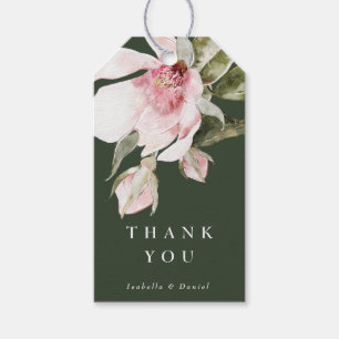 Étiquettes-cadeau Aquarelle verte Magnolia Merci Mariage Floral