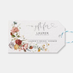 Étiquettes-cadeau Aquarelle vintage Fête des mariées florale Pas d'e
