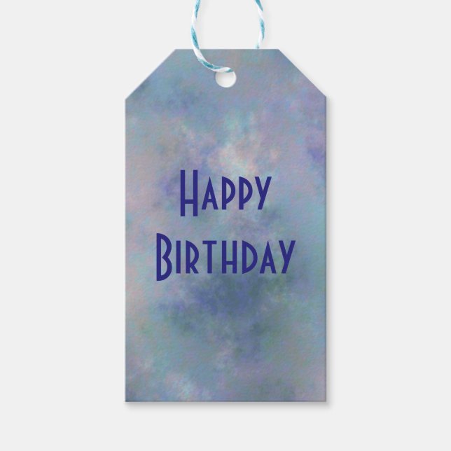 Étiquettes-cadeau Aquarelle violette bleu foncé Joyeux anniversaire (Devant)