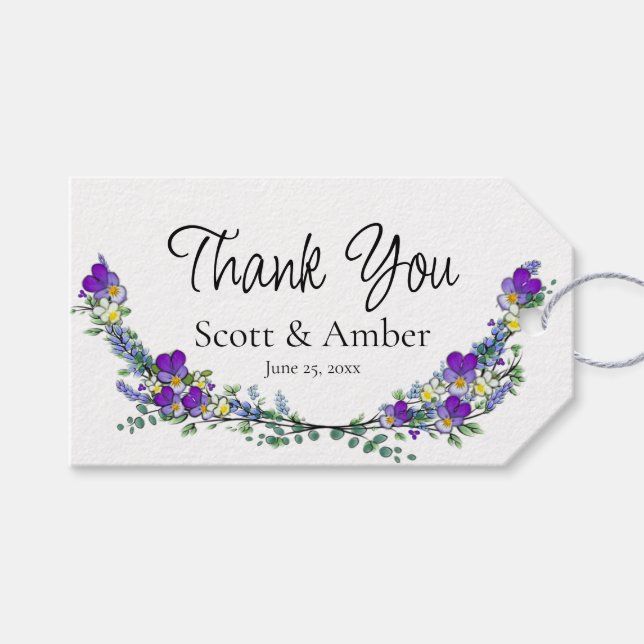 Étiquettes-cadeau Aquarelle violette Lavender Eucalyptus (Devant (Horizontal))