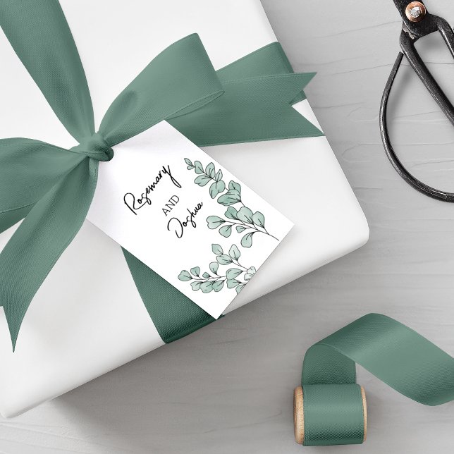 Étiquettes-cadeau Aquarelle Whimsical Eucalyptus Mariage (Créateur téléchargé)