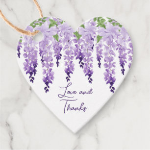 Étiquettes Cadeau Aquarelle Wisteria Mariage Love And Thanks Script