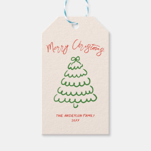 Étiquettes-cadeau Arbre à mâchoires Vintage rétros Noël unique