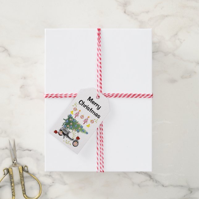 Étiquettes Cadeau Arbre de Noël (Avec de la ficelle)