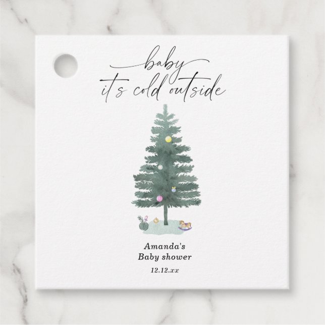 Étiquettes Cadeau Arbre de Noël - bébé il fait froid dehors (Devant)
