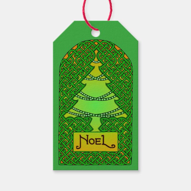 Étiquettes-cadeau Arbre de Noël celtique (Devant)