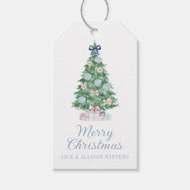 Étiquettes-cadeau Arbre de Noël du grand millénaire de Preppy (Devant)