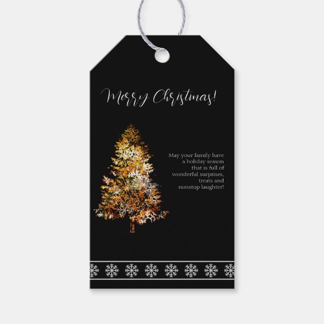 Étiquettes-cadeau Arbre de Noël en flocons de neige arrière - plan n (Devant)