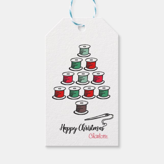 Étiquettes-cadeau Arbre de Noël en pelure de coton (Devant)