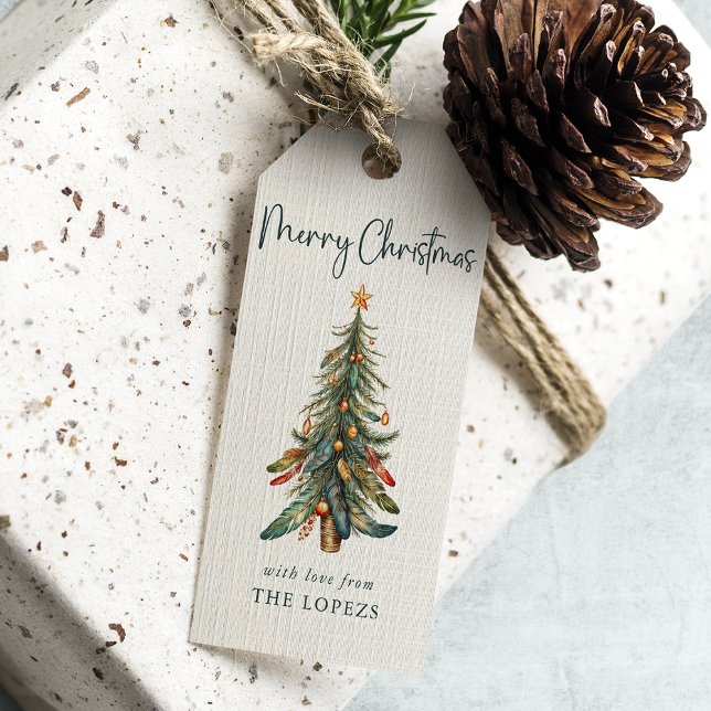 Étiquettes-cadeau Arbre de Noël Festif moderne et élégant (Créateur téléchargé)