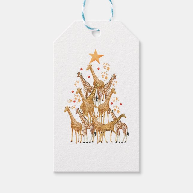 Étiquettes-cadeau Arbre de Noël Giraffes Xmas Ornements mignons Anim (Devant)