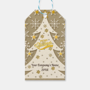 Étiquettes-cadeau Arbre de Noël joyeux, silhouettes de flocon de nei