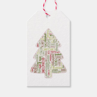 Étiquettes-cadeau Arbre de Noël moderne vert et rouge