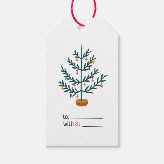 Étiquettes-cadeau Arbre de Noël Nom personnalisé Balises cadeaux (Devant)