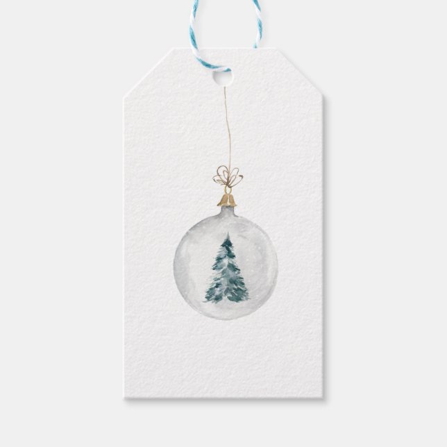 Étiquettes-cadeau Arbre de Noël pâle blanc clair (Devant)