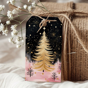 Étiquettes-cadeau Arbre de Noël rose