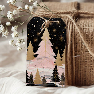Étiquettes-cadeau Arbre de Noël rose