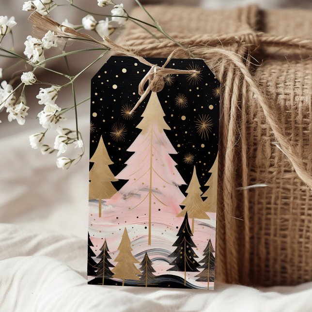 Étiquettes-cadeau Arbre de Noël rose (Créateur téléchargé)