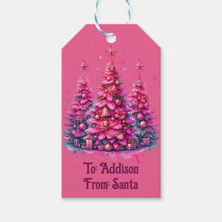 Étiquettes-cadeau Arbre de Noël rose tendance Preppy esthétique