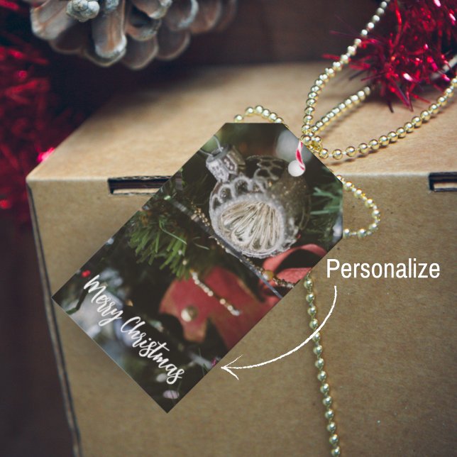 Étiquettes-cadeau Arbre de Noël sombre et rétro (Créateur téléchargé)