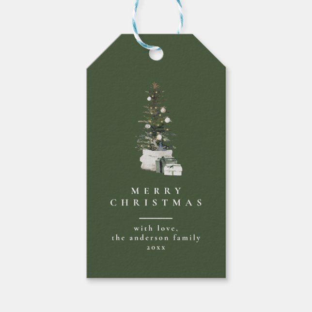 Étiquettes-cadeau Arbre de Noël Typographie minimale Balises Cadeaux (Devant)