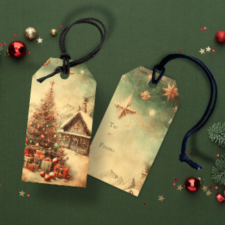 Étiquettes-cadeau Arbre de Noël Vintage