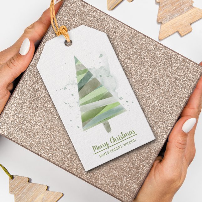 Étiquettes-cadeau Arbre de Noël Watercolor (Créateur téléchargé)
