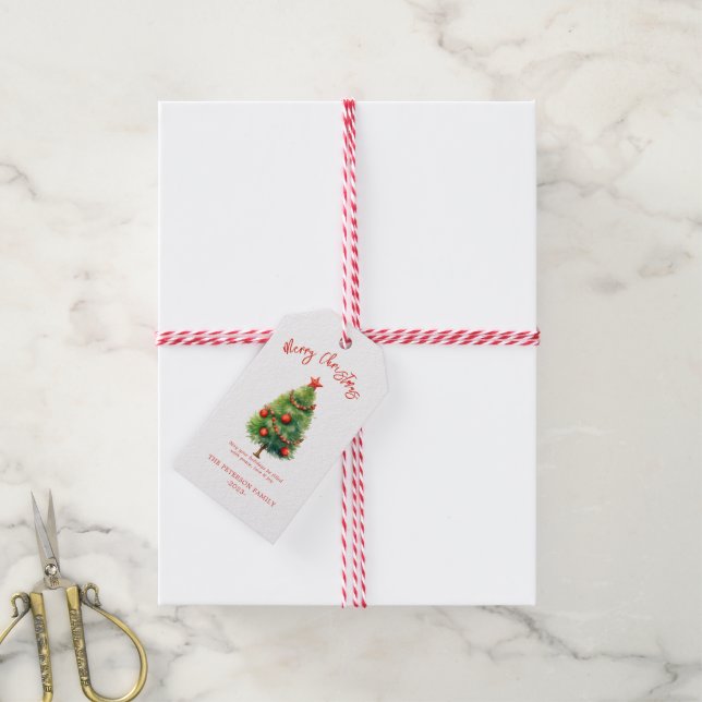Étiquettes-cadeau Arbre de pin de Noël simple et élégant (Avec de la ficelle)