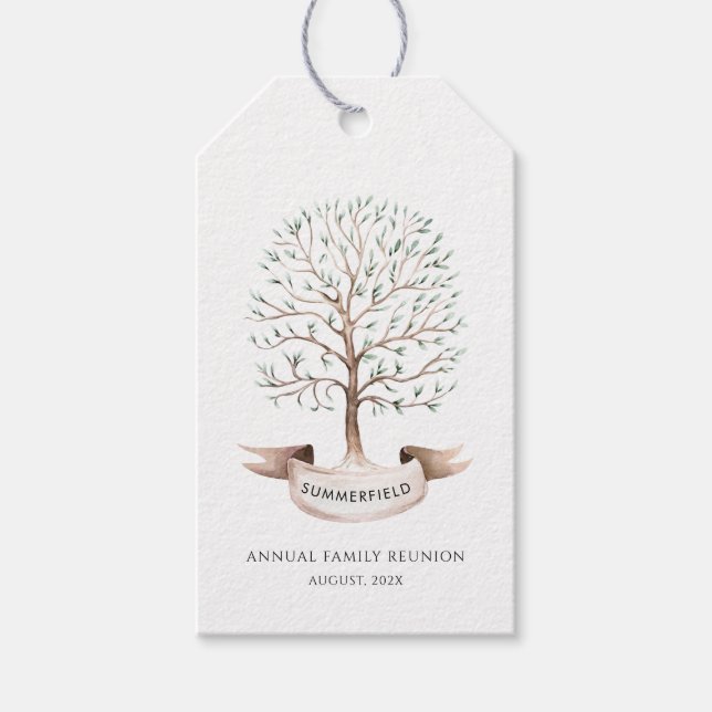 Étiquettes-cadeau Arbre de réunion familiale annuelle personnalisée (Devant)